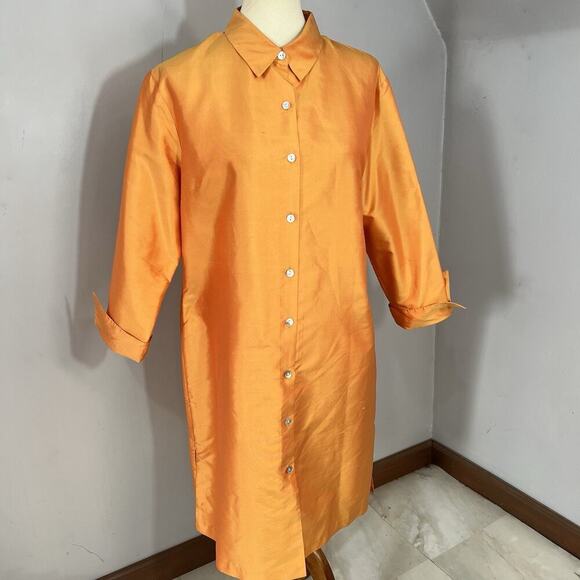 Vintage Silk Orange Womens Long Evening Jacket Large Dressy Lightweight Taffeta - Picture 3 of 15
